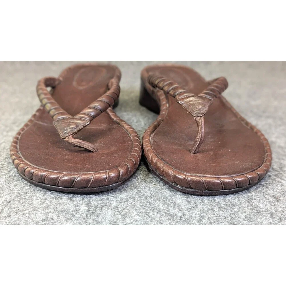 Cole Haan F4959 Brown Leather Braided Thong Sandals Women’s 9B Brazil